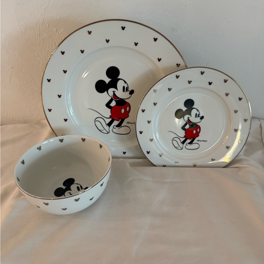 Disney Mickey Mouse Dinnerware Set - White and Black with Red Accents